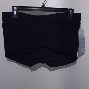 Sail Away Women's Black Elastic‎ Waistband Stretch Swim Shorts Small NWT